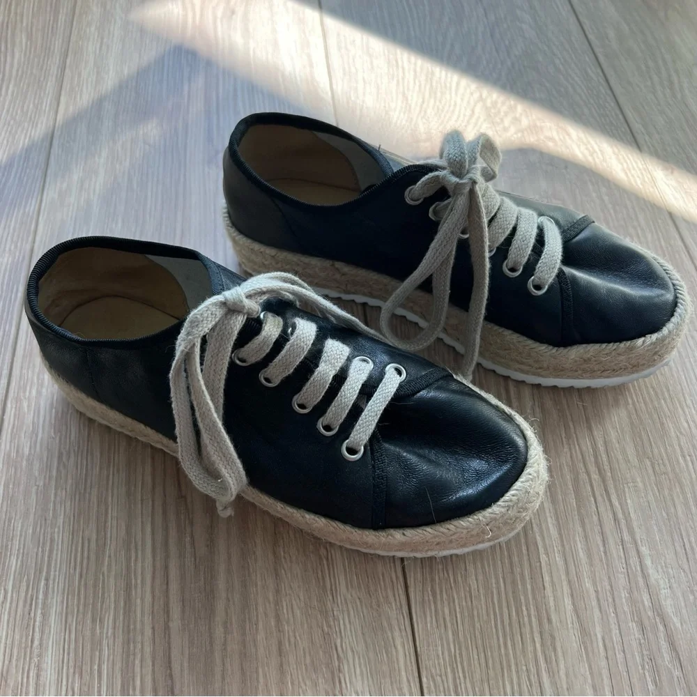 Black Platform Leather Sneakers - Picture 5 of 9